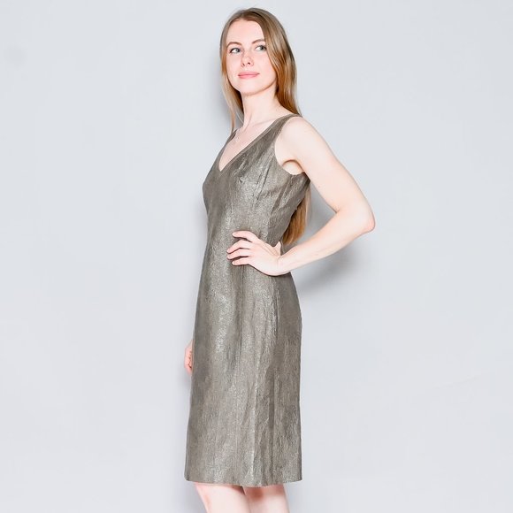 300. PIAZZA SEMPIONE Sleeveless Jacquard Sheath Dress Sz 6 28"W 17" P2p - Picture 6 of 6